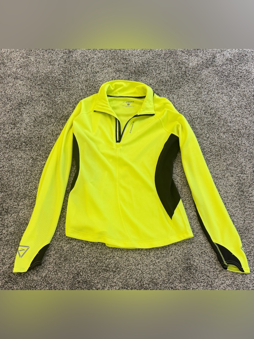 Brooks Women's Neon Yellow and Black Quarter-Zip Utility Pullover